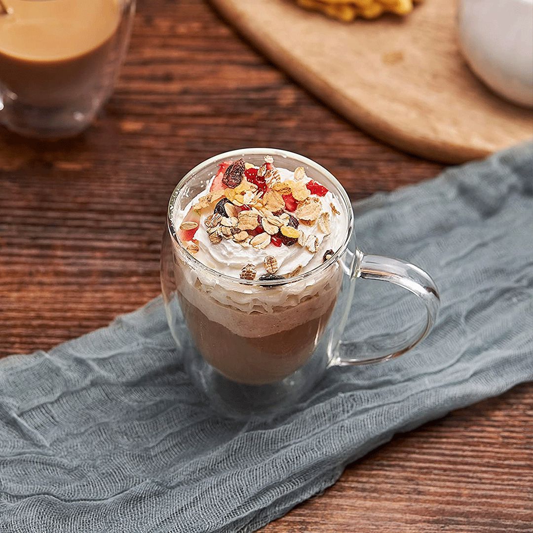 Bistro Heat Resistant Double Wall Glass Coffee Mug - Insulated long tea cup – 1 pc