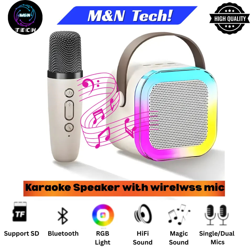 Portable Bluetooth Speaker with Wireless Microphone