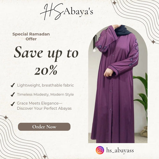 embroidered Abaya Front Open– Soft Imported Nida Fabric