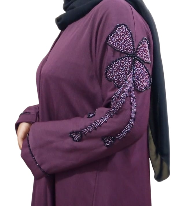 embroidered Abaya Front Open– Soft Imported Nida Fabric