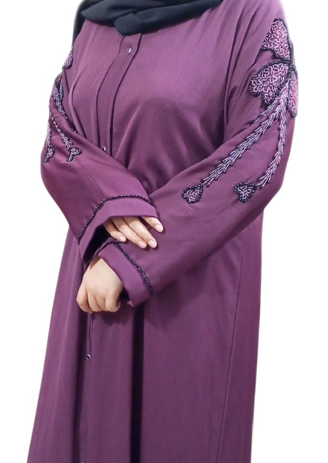 embroidered Abaya Front Open– Soft Imported Nida Fabric