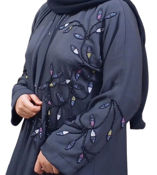 Embroided Abaya Front Open – Soft Imported Nida Fabri