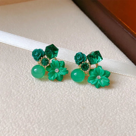Purple Crystal Flower Women's Earrings Earstuds New Drop Earrings for Girls Gift