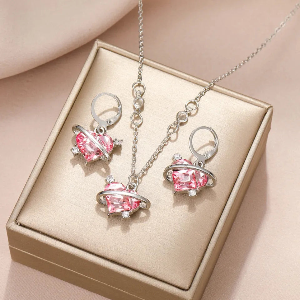 New 2025 Jewelry Sets Luxury Crystal Pink