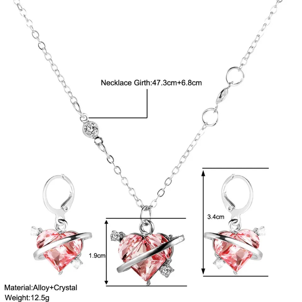 New 2025 Jewelry Sets Luxury Crystal Pink