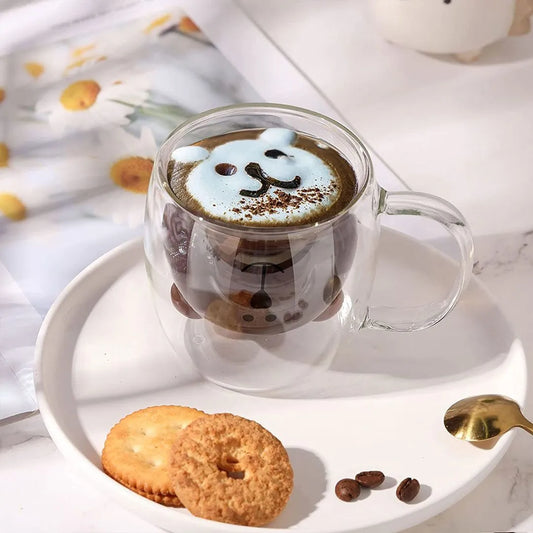 Bistro Heat Resistant Double Wall Glass Coffee Mug - Insulated long tea cup – 1 pc