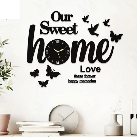 ZF Welcome to Our Sweet Home Wooden Clock 3D Quartz Watch