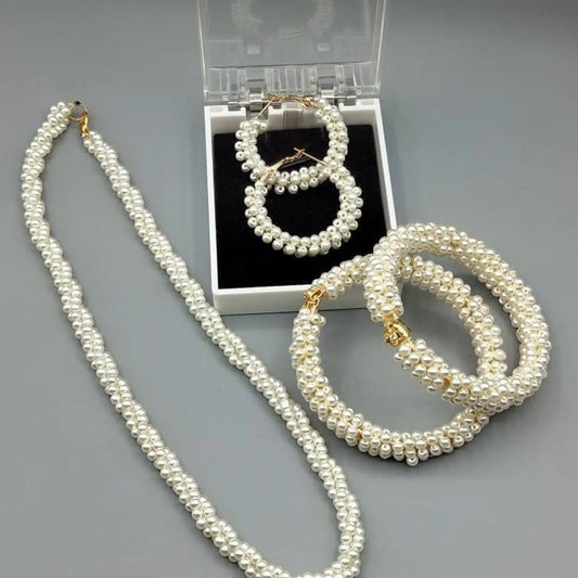 stylish gajra pearl bangle just mala with earring