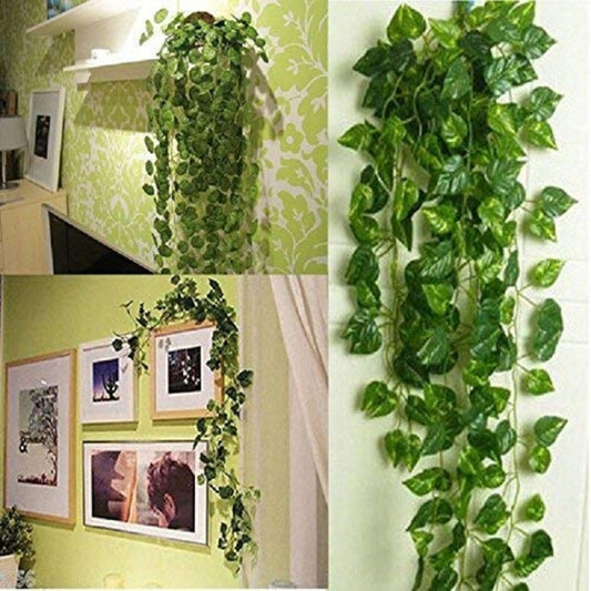 Pack of 12 Artificial Money Plant Leaf Bails 8ft Length