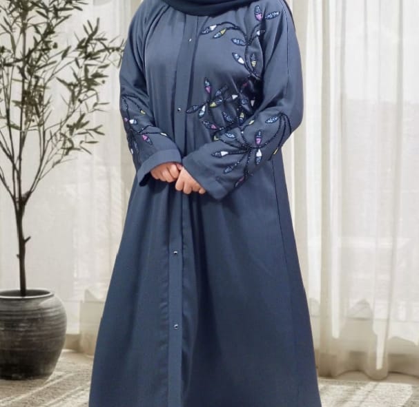 Embroided Abaya Front Open – Soft Imported Nida Fabri